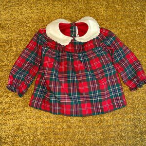 Janie and Jack Red Tartan Plaid Baby Tartan 100% Cotton Shirt 12-18 Months